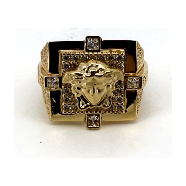 Anillo medusa circonitas de oro 18k